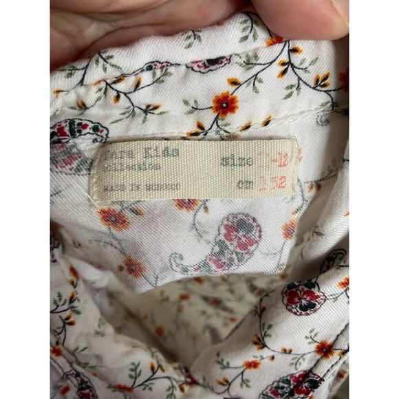 Zara Girls Dress Size 11 12 White Paisley Prairie Floral Red Blue Green Print - Picture 8 of 8